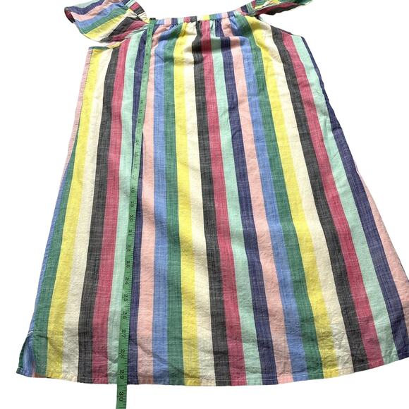 J.CREW Rainbow Stripe Off The Shoulder Woven Cotton Shift Dress Size 4 Lined - Picture 9 of 9